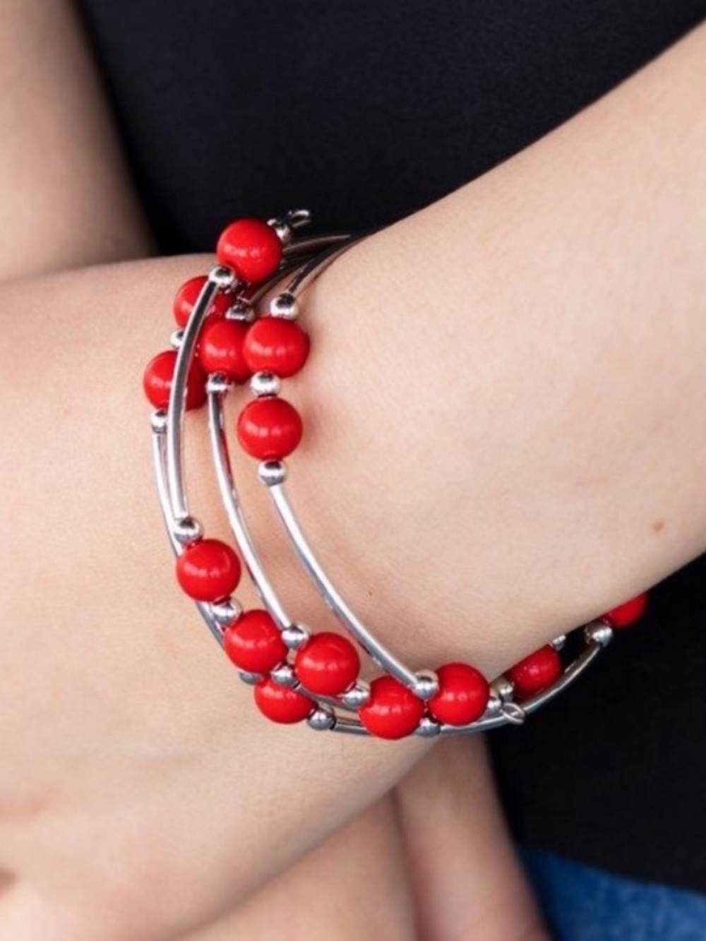 Red Beaded Wrap Bracelet